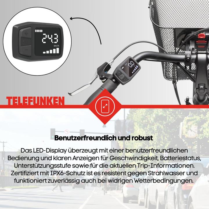 Actual product image Telefunken Multitalent RC822, City E-Bike, Motor power 250 W, Wheel size 28 ", Warranty 24 month(s), Red (48 cm)