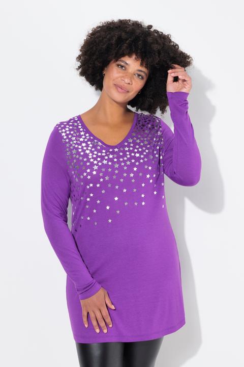 Produktbild Angel of Style T-Shirt, A-Linie, silberner Sternendruck, Langarm (50)