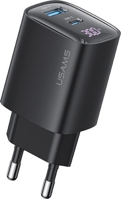 Immagine prodotto Usams Ład. siec. CC229 30W GaN USB-C/USB-A Ricarica rapida Serie XC czarny/nero CC229TC01 (30 W)