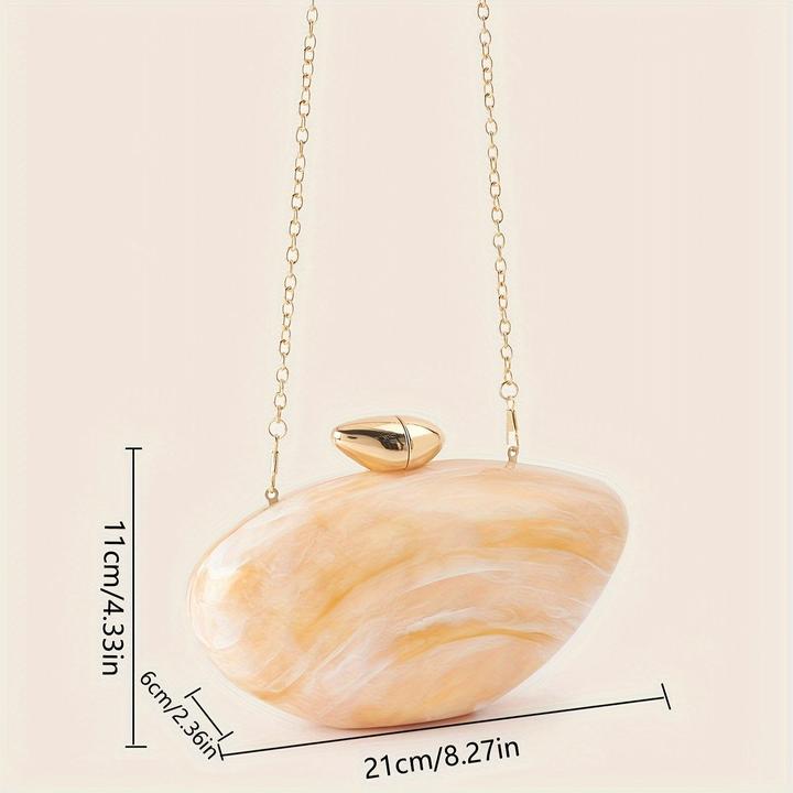 Actual product image Only-Bags.Store Elegant marble bag with magnetic fastening and detachable chain - vintage-inspired evening bag