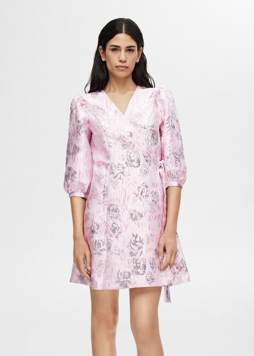 Actual product image Selected Femme Floral Jacquard Wrap Dress (38)