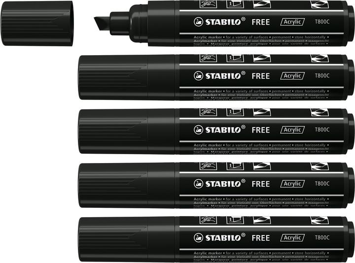 Produktbild STABILO FREE Acrylic Acrylmaker (Schwarz, 10 mm, 5 x)