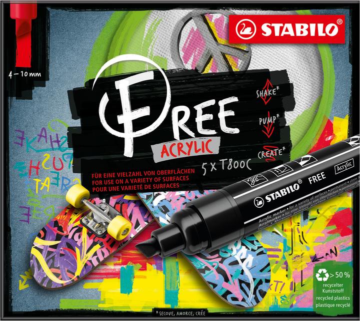 Produktbild STABILO FREE Acrylic Acrylmaker (Black, White, 10 mm, 5 x)