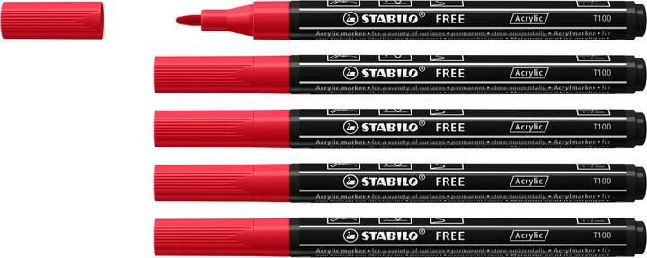Produktbild STABILO FREE Acrylic Acrylmaker (Black, Red, 2 mm, 5 x)