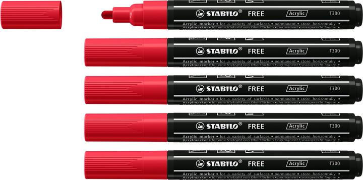 Produktbild STABILO FREE Acrylic Acrylmaker (Black, Red, 3 mm, 5 x)