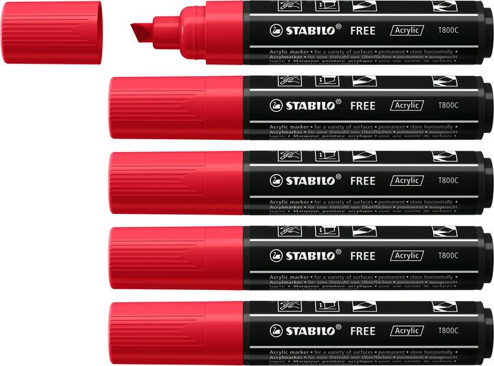 Produktbild STABILO FREE Acrylic Acrylmaker (Black, Red, 10 mm, 5 x)