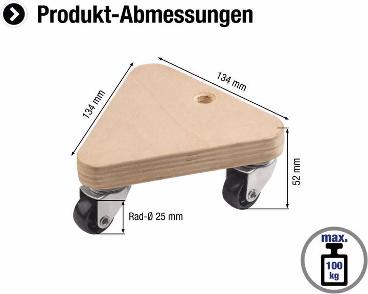 Metafranc Transportroller 134 x 134 x 134 mm, 100 kg, Sperrholz, PP (100 kg)