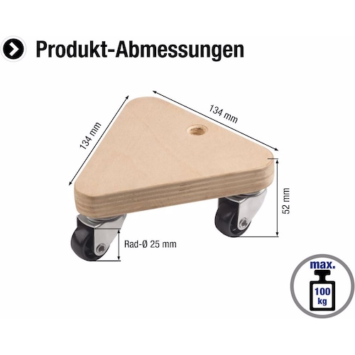 Metafranc, Transportwagen, Transportroller 134 x 134 x 134 mm, 100 kg, Sperrholz, PP (100 kg)