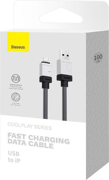 Actual product image Baseus Fast Charging cable USB-A to Lightning Coolplay Series 1m, 2.4 (black) (1 m, USB 2.0)