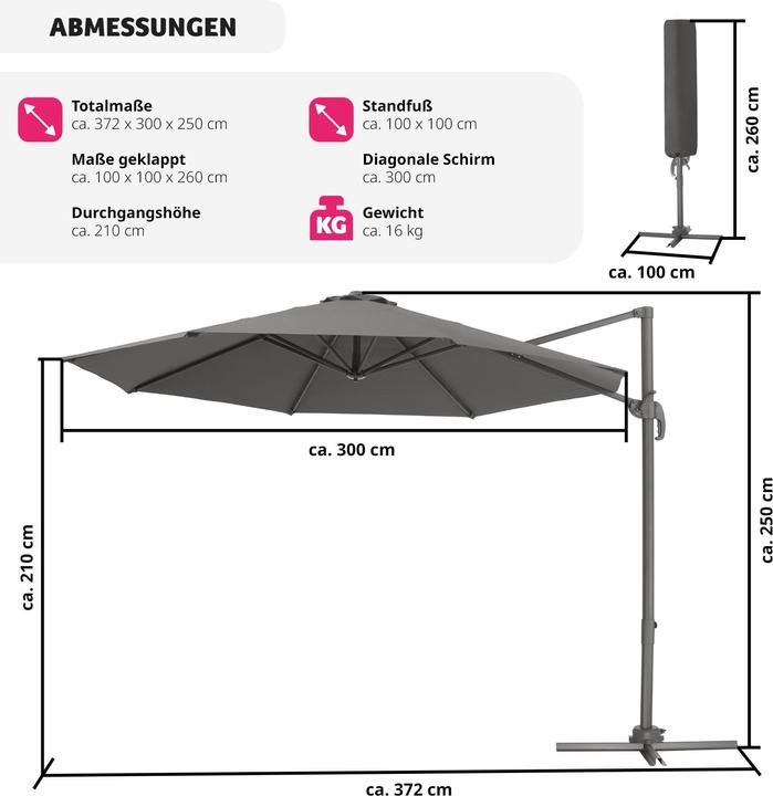 Produktbild tectake Ampelschirm (3 m)