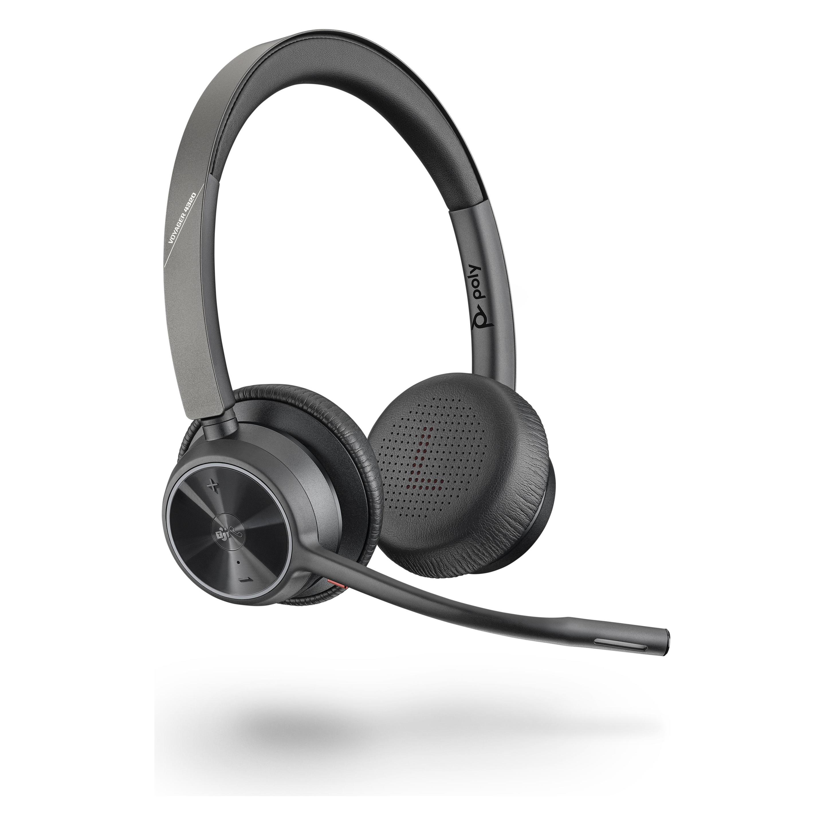 HP Poly Voyager 4300 (Kabellos, USB-A, Microsoft Teams, Zoom), Office Headset, Schwarz