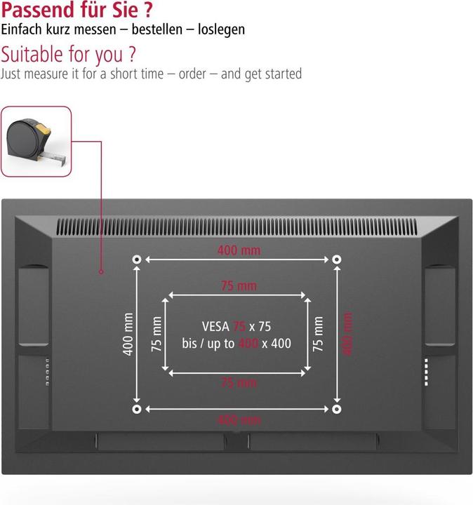 Produktbild Hama TV-Wandhalterung (Wand, 65", 25 kg)