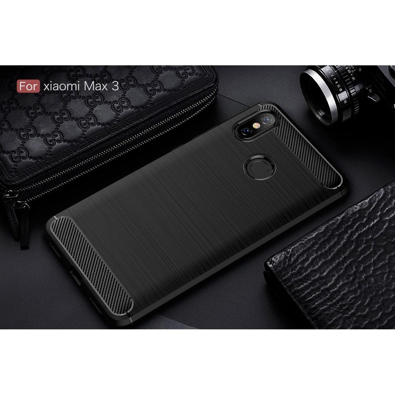Thumbnail - Screenguard Xiaomi Mi Max 3 Hülle Carbon Brushed Soft TPU (Xiaomi Mi Max 3), Smartphone Hülle, Schwarz