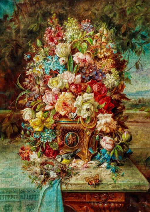 Actual product image Enjoy Puzzle ENJOY-1518 - Hans Zatzka: Flower Still Life with Blue Tit, Puzzle, 1000 pieces (1000 pieces)