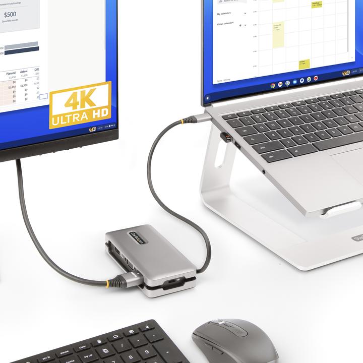 Actual product image StarTech com DKT31CVHPD3, Kabelgebunden, USB 3.2 Gen 2 (3.1 Gen 2) Type-C, 100 W, 2.0b, 10,100,1000 (USB-C, 3 Ports)