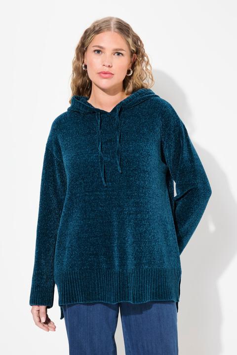 Image du produit Ulla Popken Sweat-shirt en maille chenille, capuche avec cordon de serrage, manches longues (50, 52)