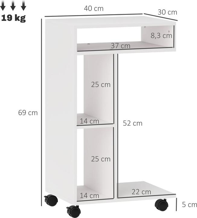 Image du produit Homcom Beistelltisch Spanplatte Weiss