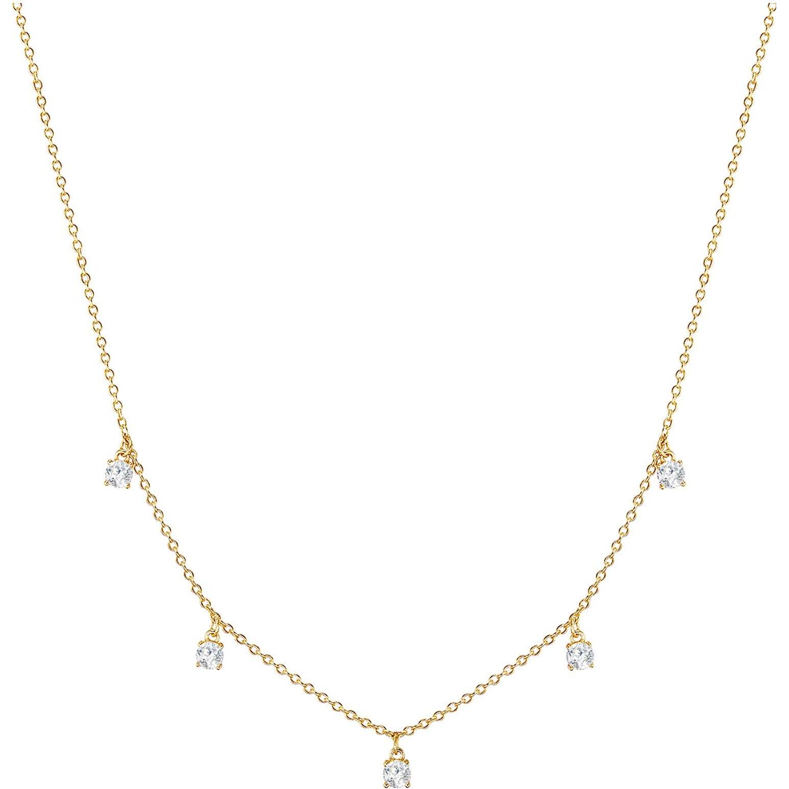 Glanzstücke München, Halsschmuck, Damen 5 Zirkonia-Steinchen Sterling Silber Zirkonia gelbgold 40,0 cm Basiskette + 5,0 ...