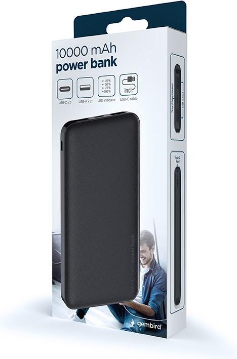 Actual product image Gembird PB10-02 (10000 mAh, 12 W, 37 Wh)