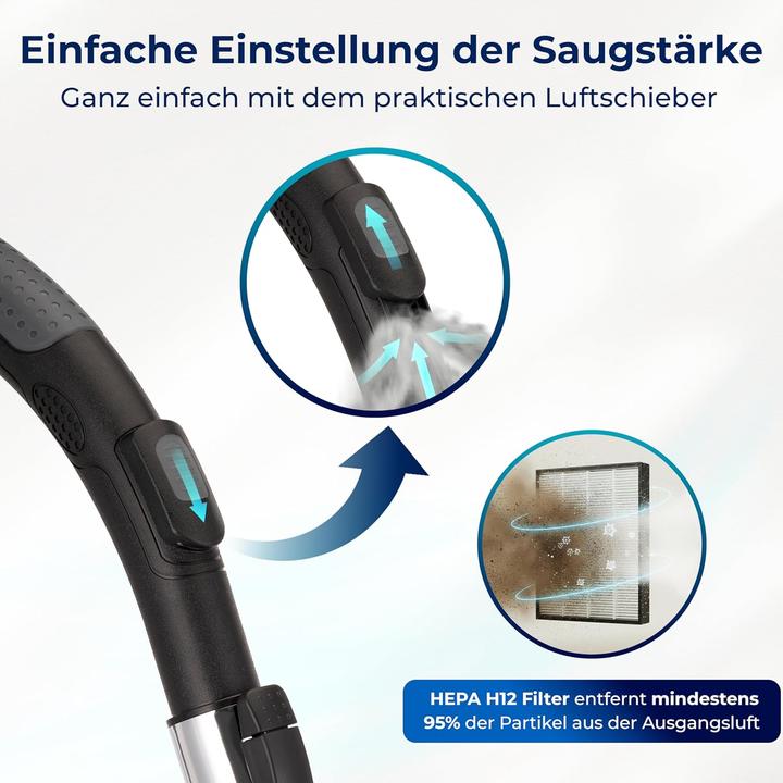 Produktbild KLAMER Staubsauger Beutellos, Bodenstaubsauger ohne Beutel, Ideal für Haustierbesitzer gegen Ti…