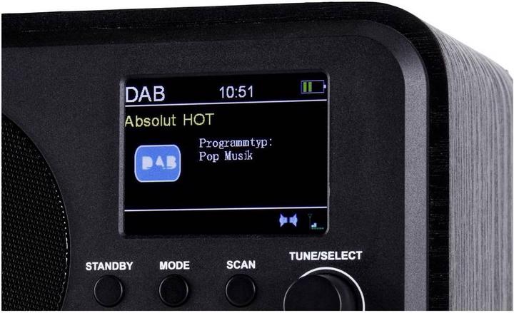 Produktbild DR 300-20 Tischradio DAB+, UKW Bluetooth®, DAB+, UKW wiederaufladbar Schwarz (DAB+, FM, Bluetooth)