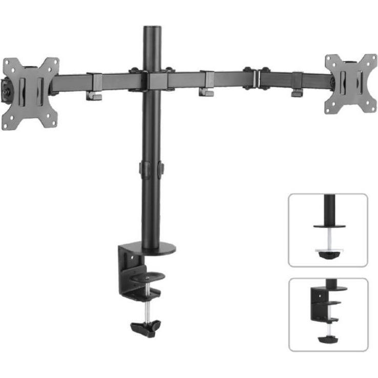Maclean Mount desk for 2 monitors MC-754 13" - 32" max. 8kg (Esstisch, 32"), Monitor Halterung, Schwarz