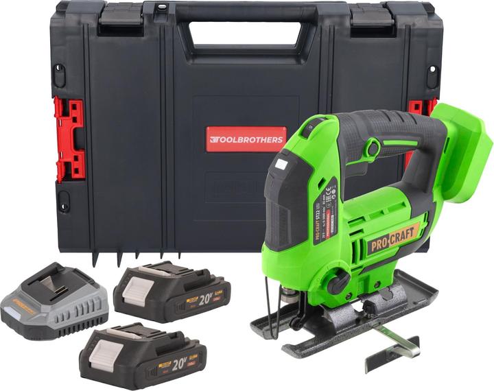 Produktbild Procraft ST22 Akku Stichsäge 20 V 80 mm Brushless + 2x Akku 2,0 Ah + Ladegerät + RHINO Toolcase