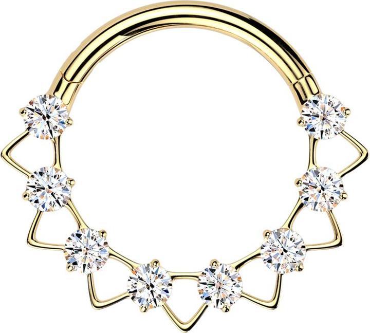 Produktbild Star Piercing Micro Segmentring klappbar vergoldet dreiecke Kristalle silber (ohne Messing, Titan)