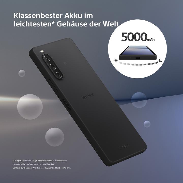 Actual product image Sony Xperia 10 V (128 GB, Black, 6.10", SIM + eSIM, 5G)