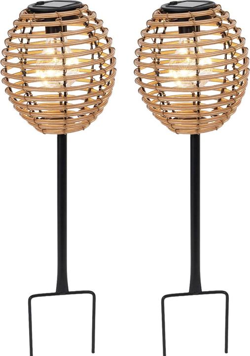 Produktbild H & S Collection 2er-Set Elegante Solar-Steckleuchte für Garten & Terrasse: Robuste LED Solarlampe mit Metallstab, Ra