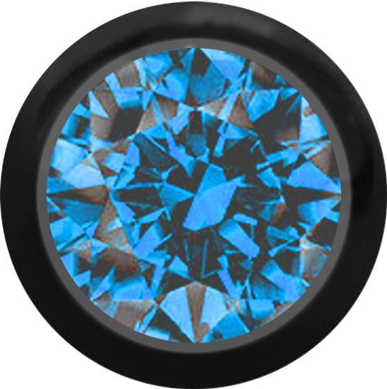 Produktbild Star Piercing Micro Kugel schwarz mit Kristall hellblau (Titan, ohne Messing)