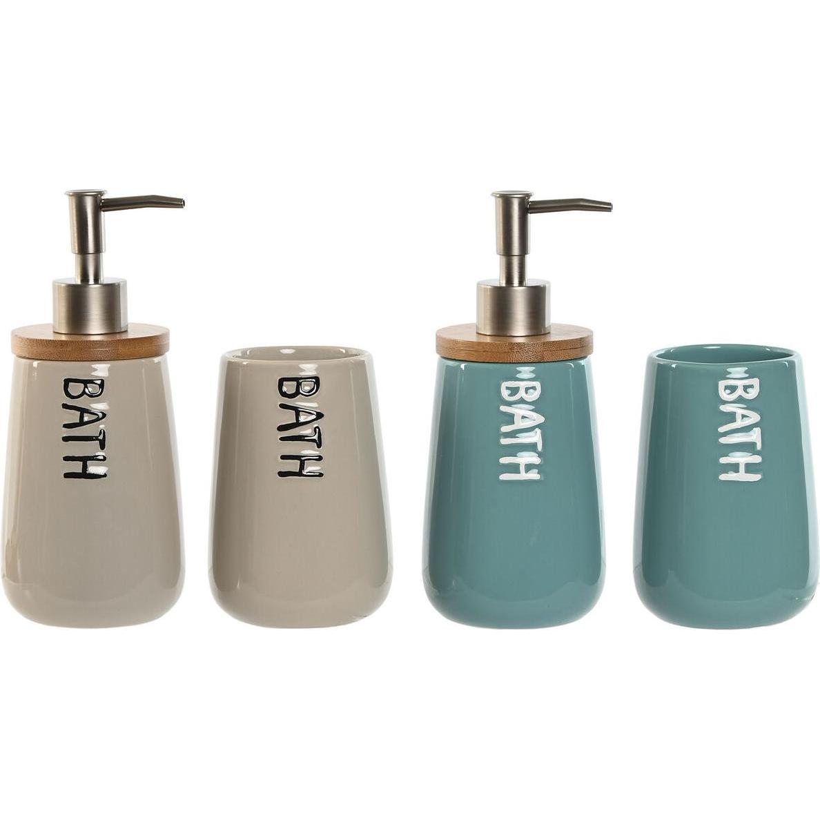 Esprit, Set mobili da bagno, Badezimmer Set Home Beige türkis Bambus ABS Dolomite 9 x 8,5 x 19 cm (2 Stück)