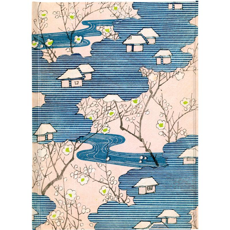 Thumbnail - Japanese Woodblock: Cottages with Rivers & Cherry Blossoms (Foiled Journal), Fachbücher