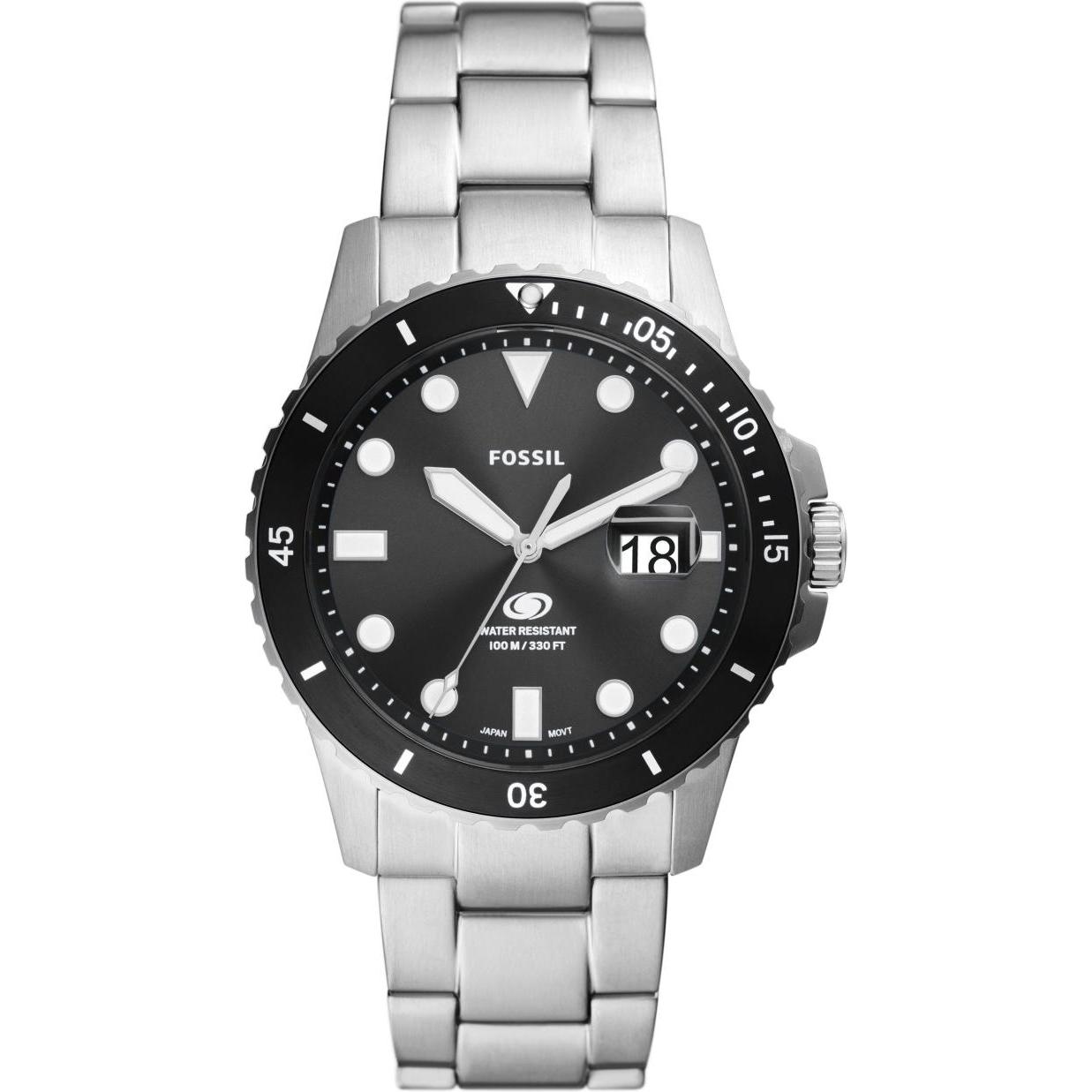 Fossil, Armbanduhr, Blue, Silber, (Analoguhr, 42 mm)