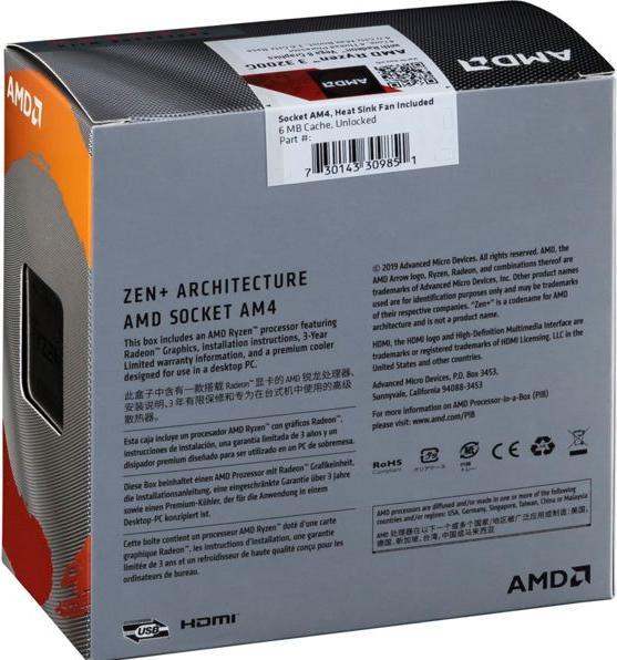Image du produit AMD Ryzen 3 3200G (AM4, 3.60 GHz, 4 -Core)