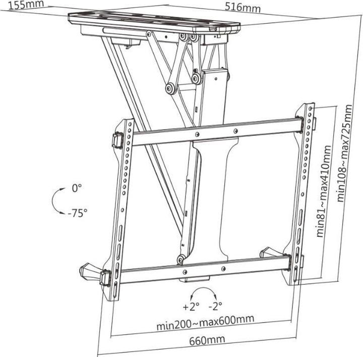 Image du produit Techly Support TV pivotant motorisé pour plafond (Plafond, 35 kg, 32" - 70")