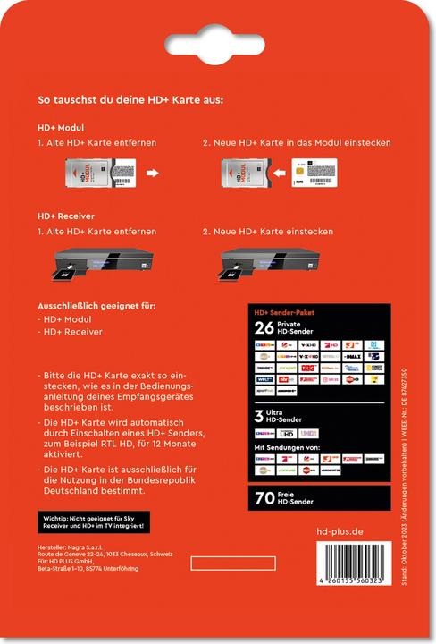 Immagine prodotto HD+ Smart card, versione HD05, 12 mesi (Nagravisione, Smart Card)