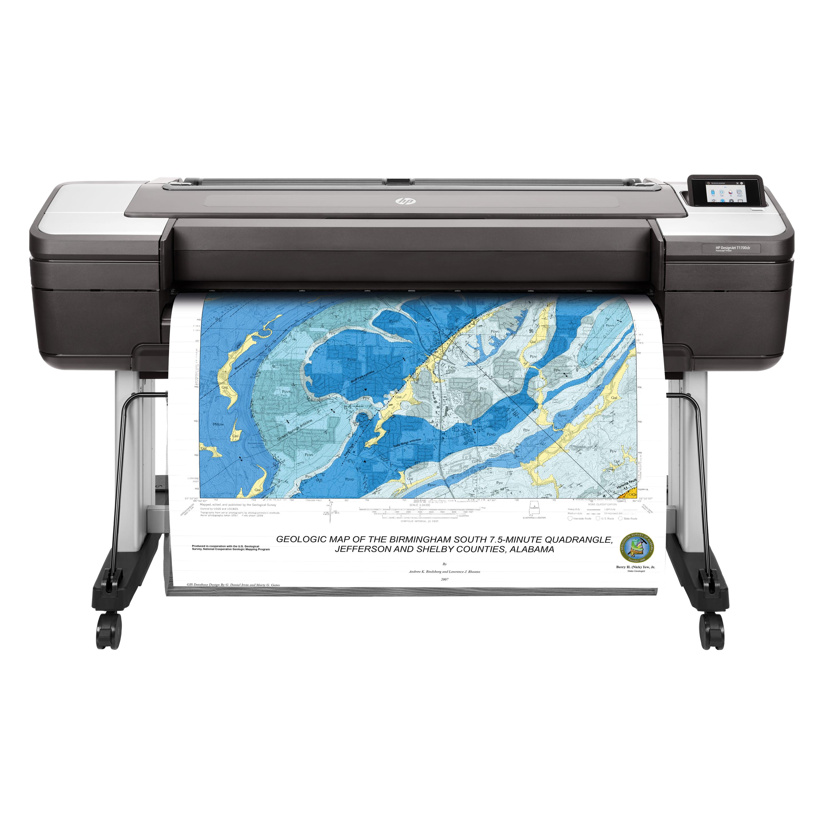 HP T1700DR PS, 44" DesignJet (Tintenpatrone, Farbe), Drucker, Schwarz, Grau
