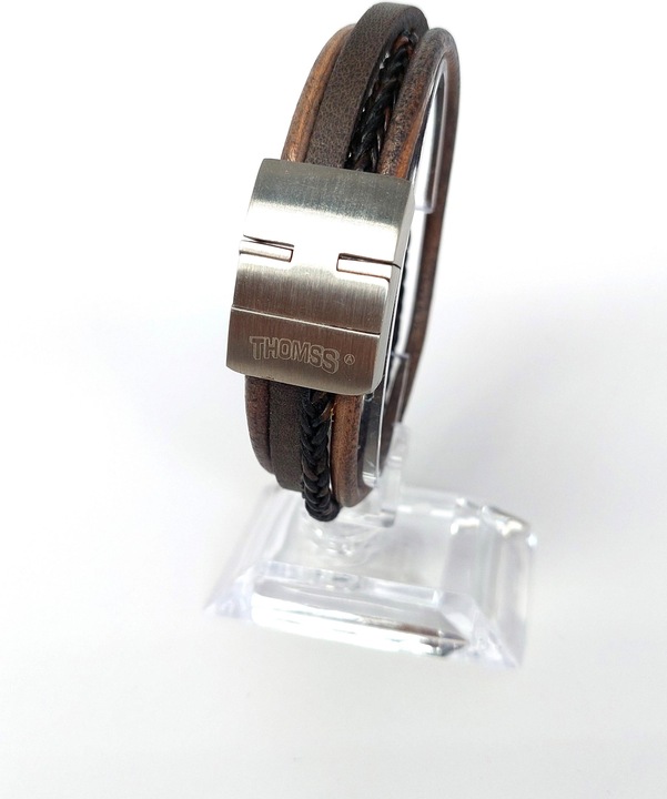 Produktbild Thomss Lederarmband No.21 Unisex Leder Braun & Edelstahlverschluss Umfang 21 cm (21 cm, Edelstahl, 100% Leder)
