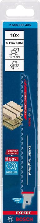 Actual product image Bosch Professional Zubehör EXPERT 'Tough Wood' S 1142 KHM reciprocating saw blade, 10 pieces