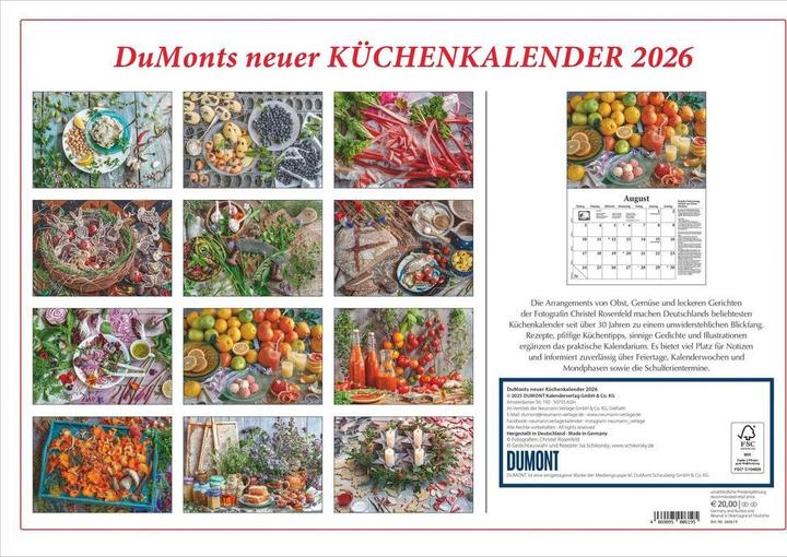 Produktbild DUMONTSneuerKüchenkalender2026-Broschürenkalender-mitRezeptenundGedich (420 x 290 mm, Kein Einband, Deutsch)