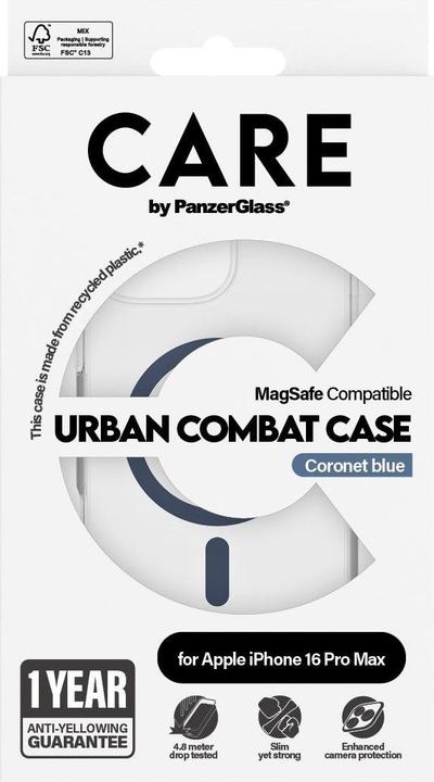 Produktbild PanzerGlass CARE by ® Flagship Case Transparent Urban Combat m. Blau MagSafe iPhone '24 6.9" Pro (Apple iPhone 16 Pro Max)