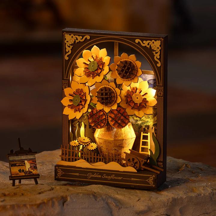 Produktbild Robotime 3D Puzzle Goldene Sonnenblume, Motiv: Landschaft / Natur