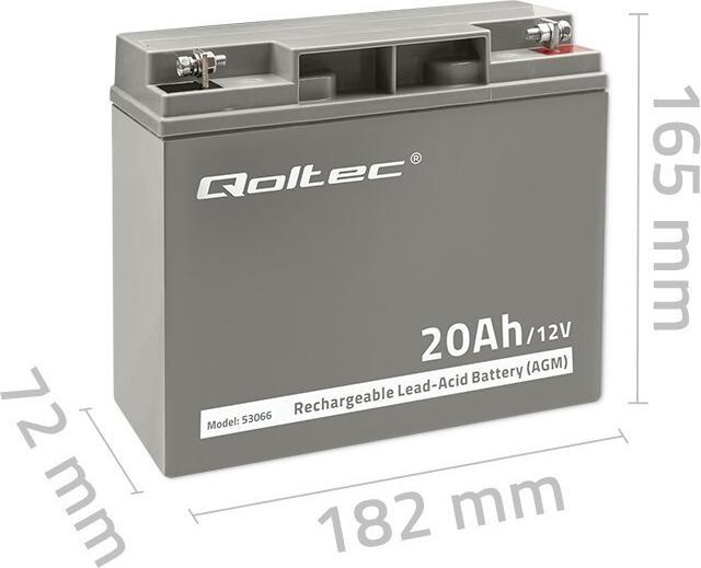 Produktbild Qoltec 53066 AGM battery 12V 20Ah max. 300A