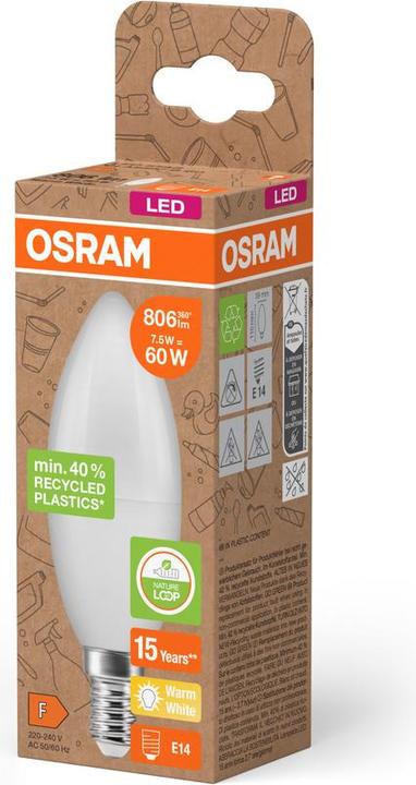 Produktbild Osram LED Pcr Lamps With Classic B (E14, 7.50 W, 806 lm, 1 x, F)
