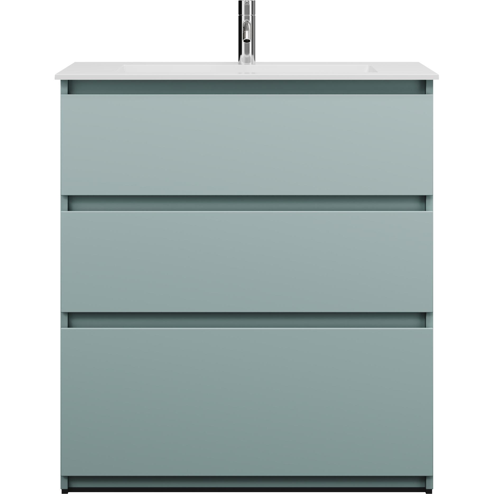 burgbad, Badmöbelset, Lin20 Mineralguss-Waschtisch Farbe Weiss Matt inklusive Waschtischunterschrank Tiefe 495mm 3