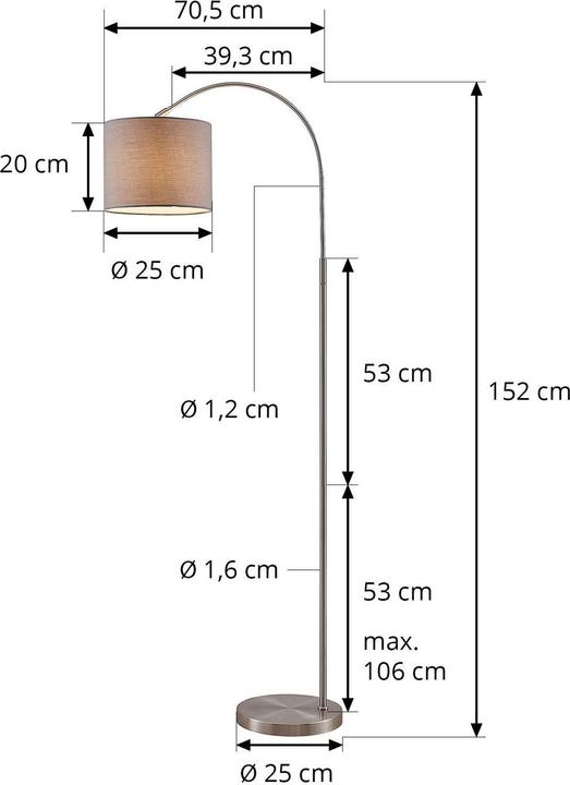 Immagine prodotto Lindby Lampada da terra Keriba, nichel/taupe (E27)