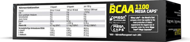 Produktbild Olimp Sport Nutrition Profi BCAA Mega Caps (120 Caps, 132g) (120 Stück, Kapseln, 132 g)