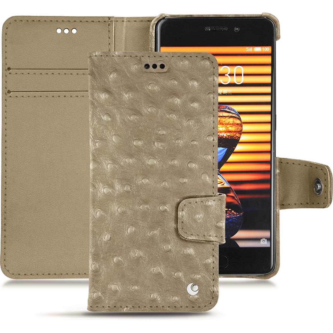 Noreve Lederschutzhülle Wallet (Meizu Pro 7 Plus), Smartphone Hülle, Beige