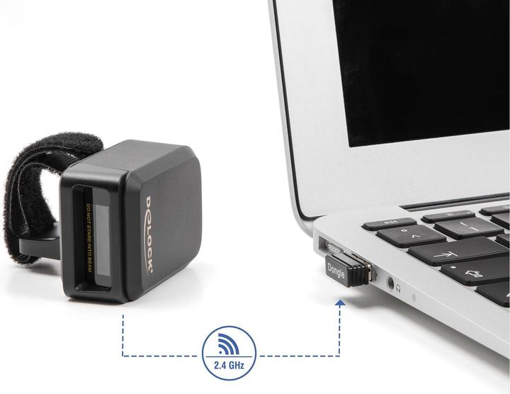 Produktbild Delock Ringbarcode Scanner 1D und 2D mit 2,4 GHz oder Blueto (1D-Barcodes, 2D-Barcodes)